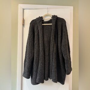 American Eagle Outfitters Black Fuzzy Open Front Cardigan